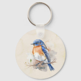Adsible Bluebird Rustic Watercolor Nyckelring