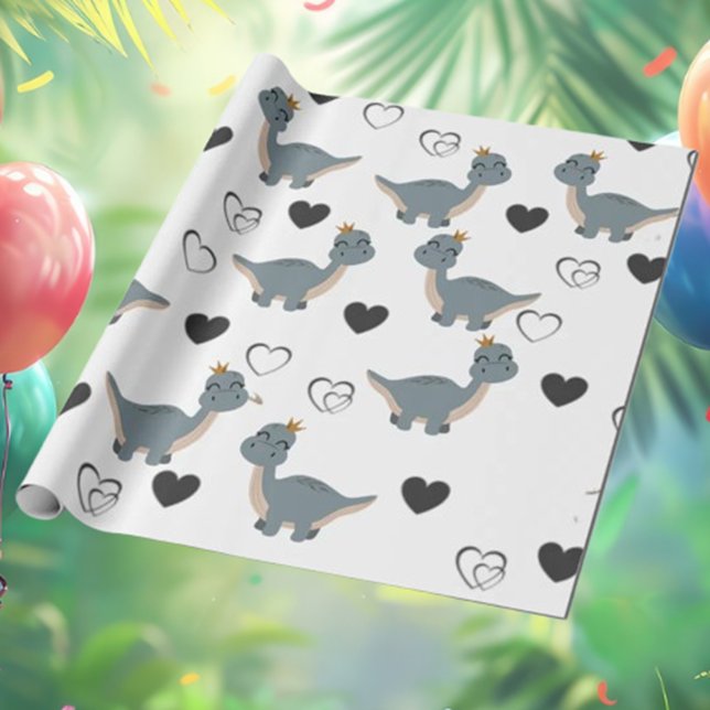 Adsible Boho Dinosaur Party Presentpapper (Get ready to party with our fun T-Rex illustrations! )