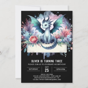 Adsible Boho Dragon Birthday Inbjudningar