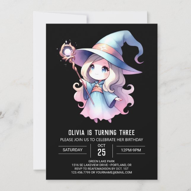 Adsible Boho Wizard Birthday Inbjudningar (Framsida)