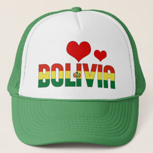Adsible Bolivia Flagga Hearts Patriotic Keps