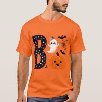 Adsible Boo Ghost och Pumpkin Halloween Design Des T Shirt