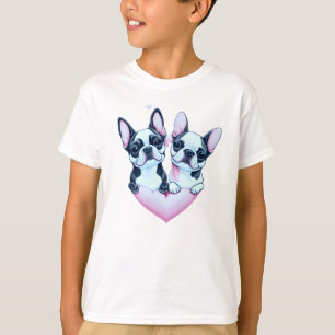 Adsible Boston Terrier hundar i kärlek på hjärtat T Shirt