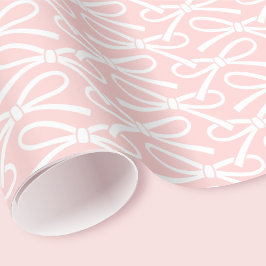Adsible Bow Mönster Gift Wrap Rosa White Presentpapper