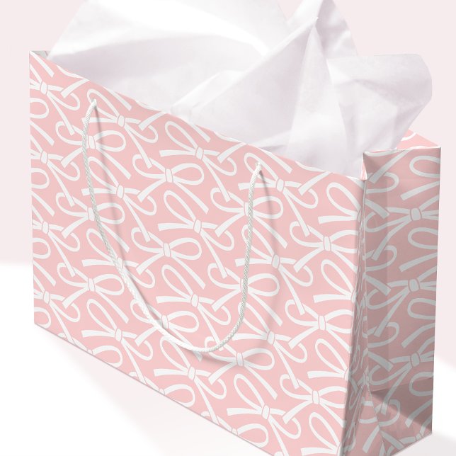 Adsible Bow Mönster Rosa White Gift Bag (Skapare uppladdad)