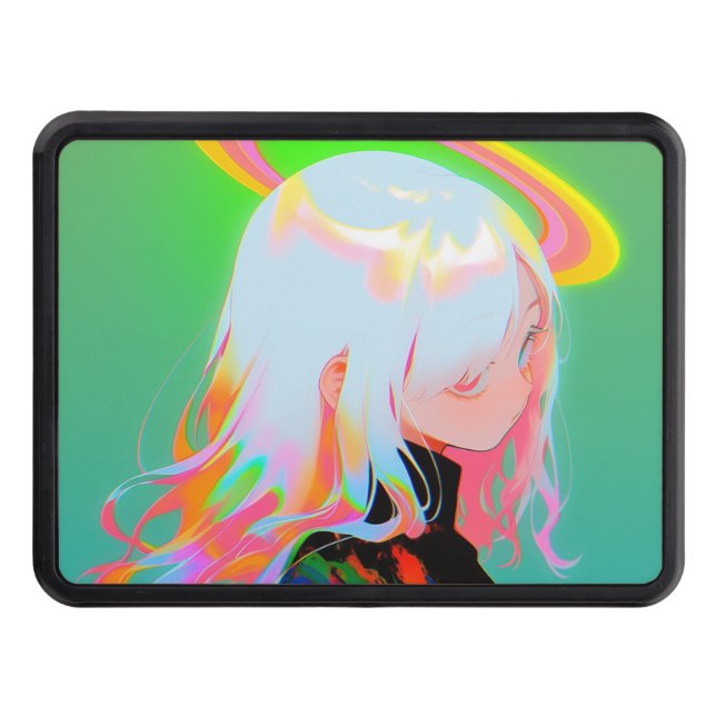 Adsible Bright Neon Halo Anime Girl Dragkroksskydd (Framsidan)