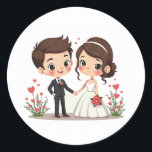 Adsible Bröllop par Stickers Runt Klistermärke<br><div class="desc">Sköt dina speciella stunder med de här vackra och charmerande bröllop-paret,  perfekt för att fira kärlek och relationer. Perfekt för dekoration av kort,  gåvor och personliga artiklar!</div>