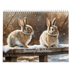 Adsible Brown and White Bunny Rabbits 2026 Kalender