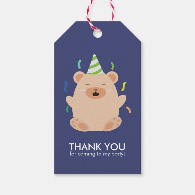 Adsible Brown Bear Barns födelsedag Party Presentetikett (Framsidan)