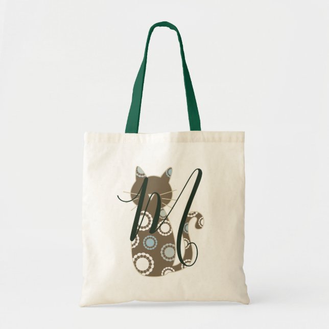 Adsible Brown Cat Monogram Tygkasse (Framsidan)
