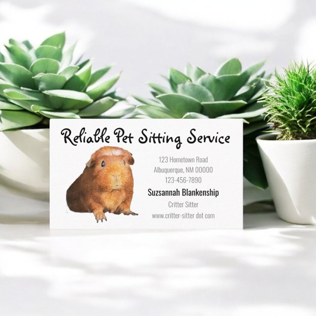 Adsible Brown Guinea Gris Photo Pet Sitter Visitkort (Single sided animal business card)