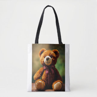 Adsible Brown Nalle with Bow Tie bag Tygkasse