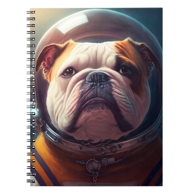 Adsible Bulldog Astronaut Notebook Anteckningsbok (Framsidan)