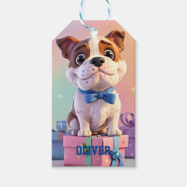 Adsible Bulldog Puppy Pastel Färg och Gifts Presentetikett