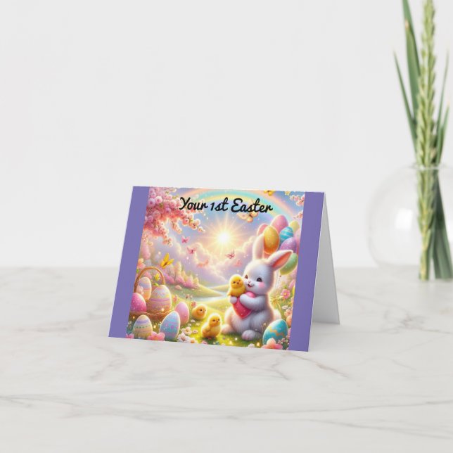 Adsible Bunny 1st Påsk Helgdag Card Helgkort (Framsida)