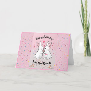 Adsible Bunny Birthday Card Tack Kort