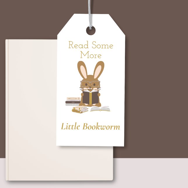 Adsible Bunny Bookmark Kids Bok Älskare Presentetikett (Read Some More Bookworm Kids Reading Bookmark Bunny Gift Tag)