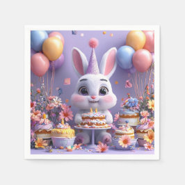 Adsible Bunny Firande Birthday Pappersservett