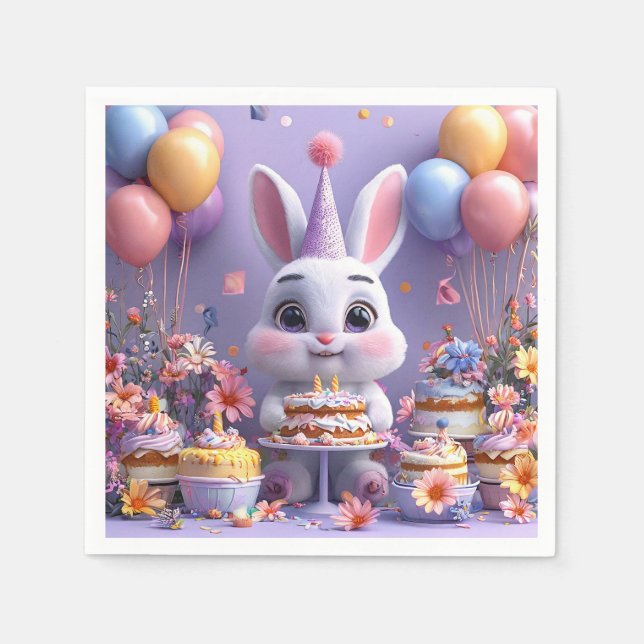 Adsible Bunny Firande Birthday Pappersservett (Framsidan)