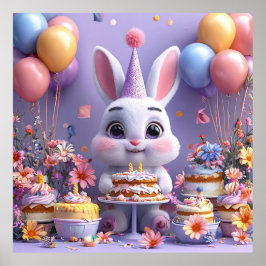 Adsible Bunny Firande Birthday Poster