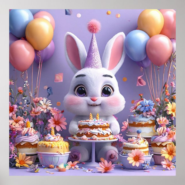 Adsible Bunny Firande Birthday Poster (Framsidan)