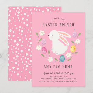 Adsible Bunny Påsk Brunch & Egg Hunt Inbjudningar