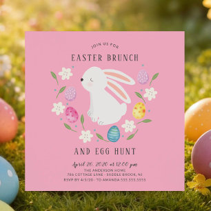Adsible Bunny Påsk Brunch & Egg Hunt Inbjudningar
