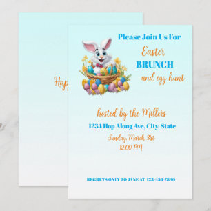 🐇 Adsible Bunny Påsk Brunch & Egg Hunt Inbjudningar