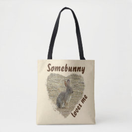 Adsible Bunny Photo Animal Pun Large Heart Tygkasse