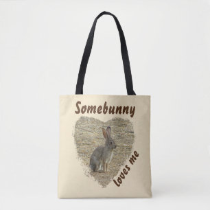 Adsible Bunny Photo Animal Pun Large Heart Tygkasse