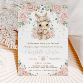 Adsible Bunny Rabbit  Blommigt Baby Shower Inbjudningar