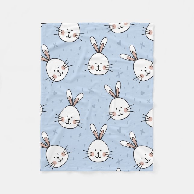 Adsible Bunny Rabbit Mönster Fleecefilt (Framsidan)