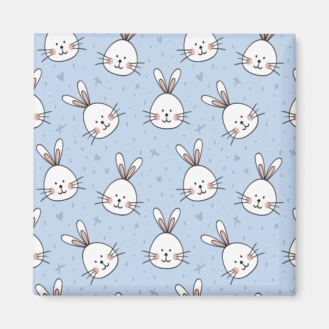 Adsible Bunny Rabbit Mönster Magnet (Framsidan)