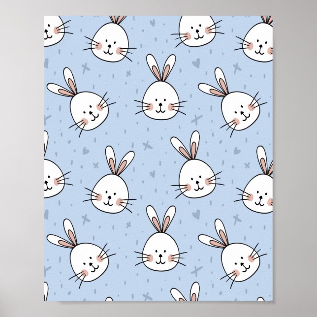 Adsible Bunny Rabbit Mönster Poster (Framsidan)