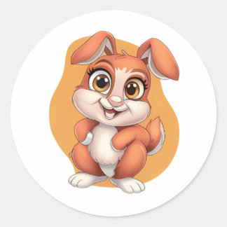 Adsible Bunny Sticker - Cute Tecknad Rabbit Desig Runt Klistermärke