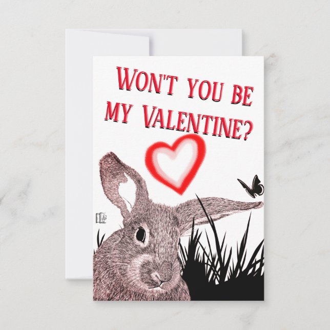 Adsible Bunny Typography Valentine Day Card (Framsida)