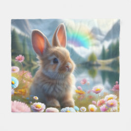 Adsible Bunny vid en Enchanted Sjö Fleecefilt