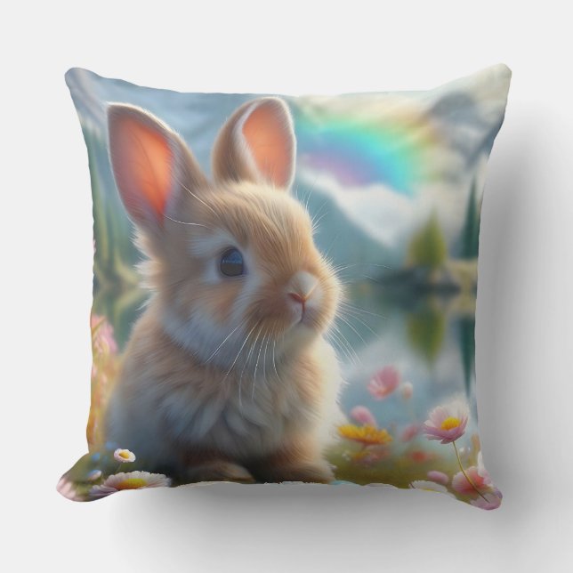 Adsible Bunny vid en Enchanted Sjö Kudde (Framsida)