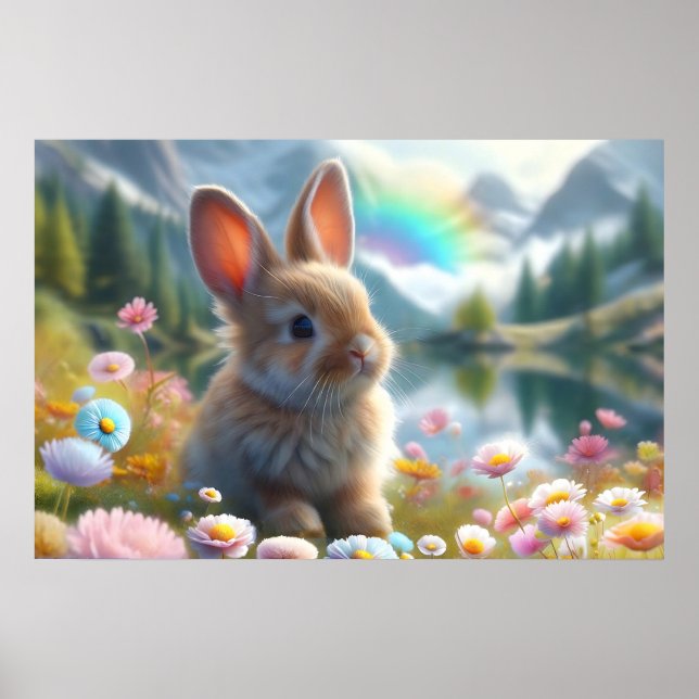 Adsible Bunny vid en Enchanted Sjö Poster (Framsidan)