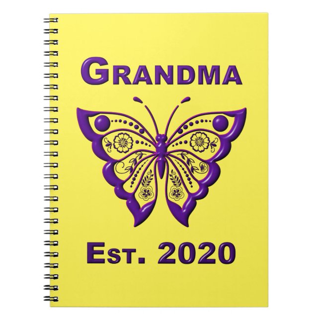 Adsible Butterfly Grandma "Est 2020" Anteckningsbok (Framsidan)