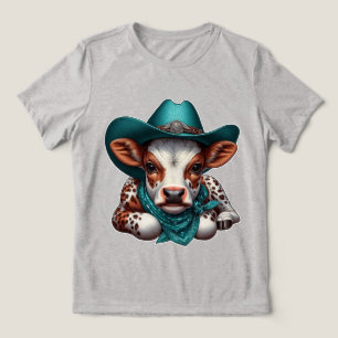 Adsible Calf in Cowboy Hat and Bandana T Shirt