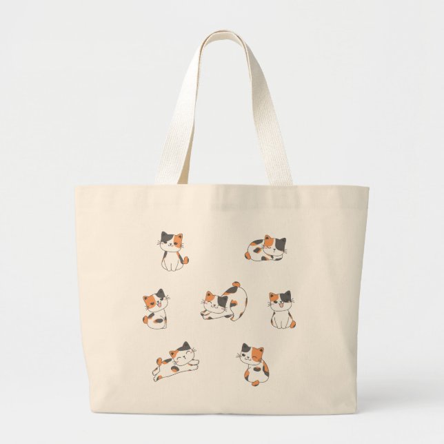 Adsible Calico Cat Tote Bag Jumbo Tygkasse (Framsidan)