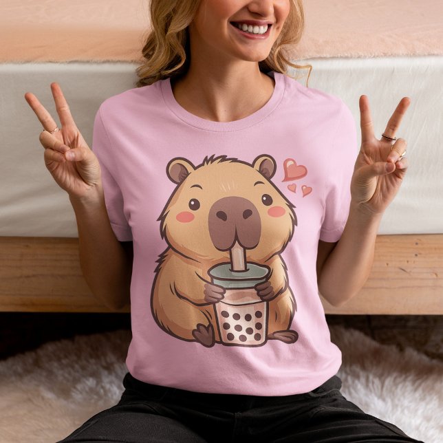 Adsible Capybara Bubble Tea Kawaii Anime T Shirt (Skapare uppladdad)