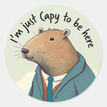 Adsible Capybara Tweed Kostym Round Sticker