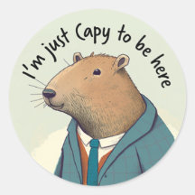 Adsible Capybara Tweed Kostym Round Sticker