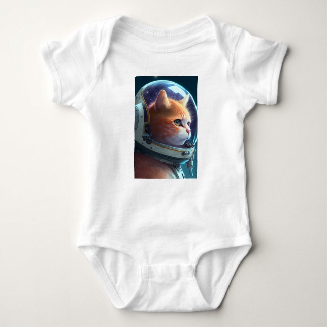 Adsible Cat Astronaut T Shirt (Framsida)