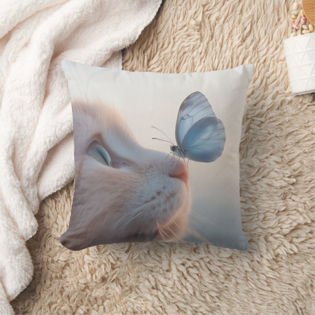 Adsible Cat & Blue Butterfly Kudde (Filt)
