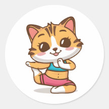 Adsible Cat Doing Yoga Sticker - Cute Kattdjur Yog