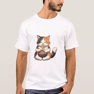 Adsible Cat Enjoying Ramen T Shirt