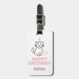 Adsible Cat in a Birthday Hat Bagagebricka